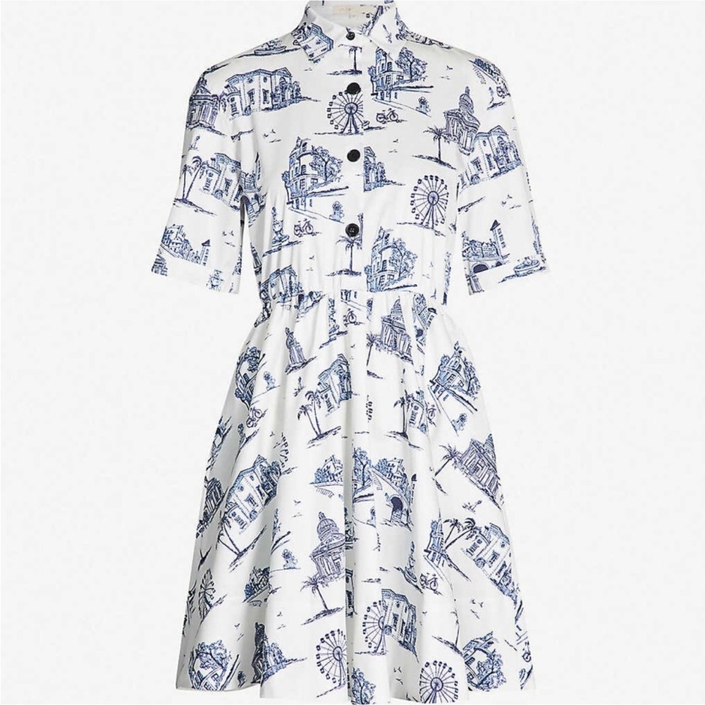 Maje Navy and Cream print shirt dress in size 2